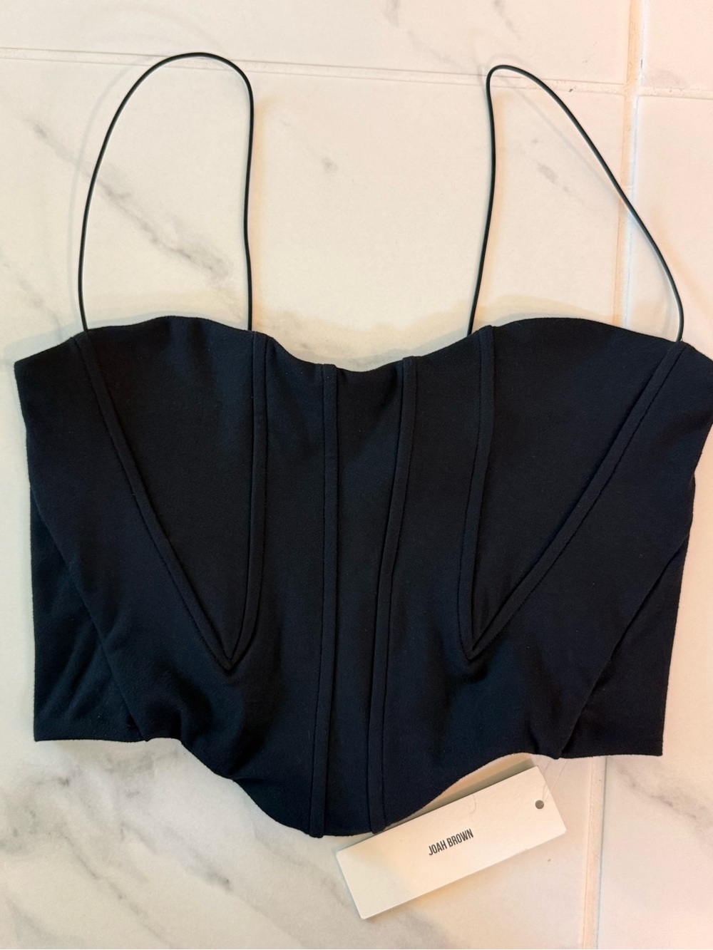 Joah Brown Black Corset Crop Top w/corded straps size S/M